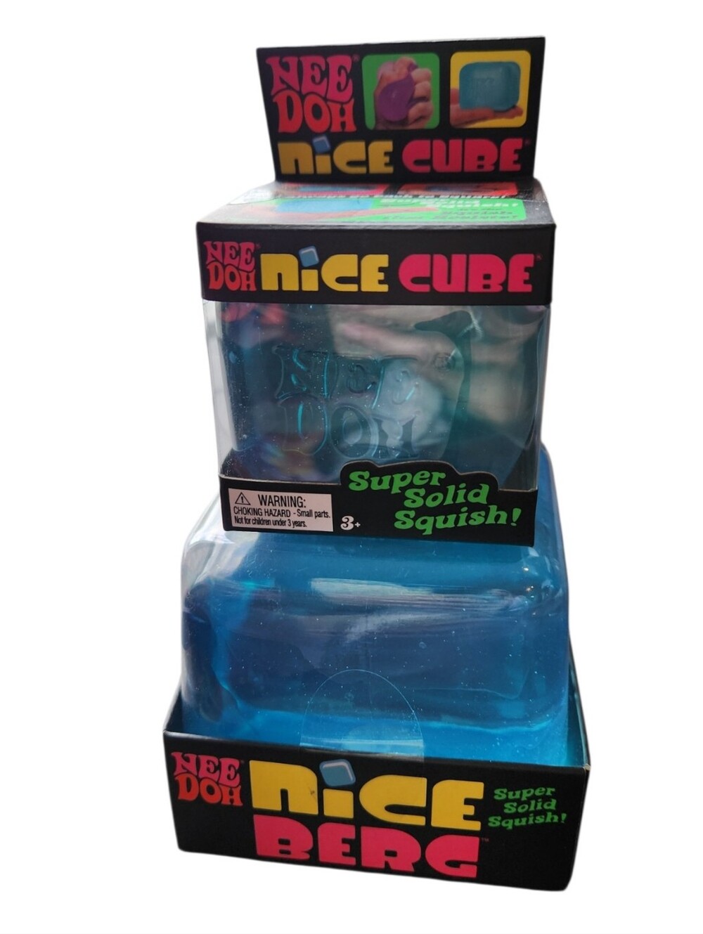 NEW NeeDoh Teal BUNDLE One Nice Berg Giant Heavyweight & One Nice Cube Fidgets